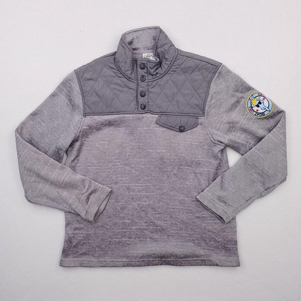 Goat Sweater Mens‎ Small Gray Quarter Zip Pullover Mock Jumper Quilted Preppy